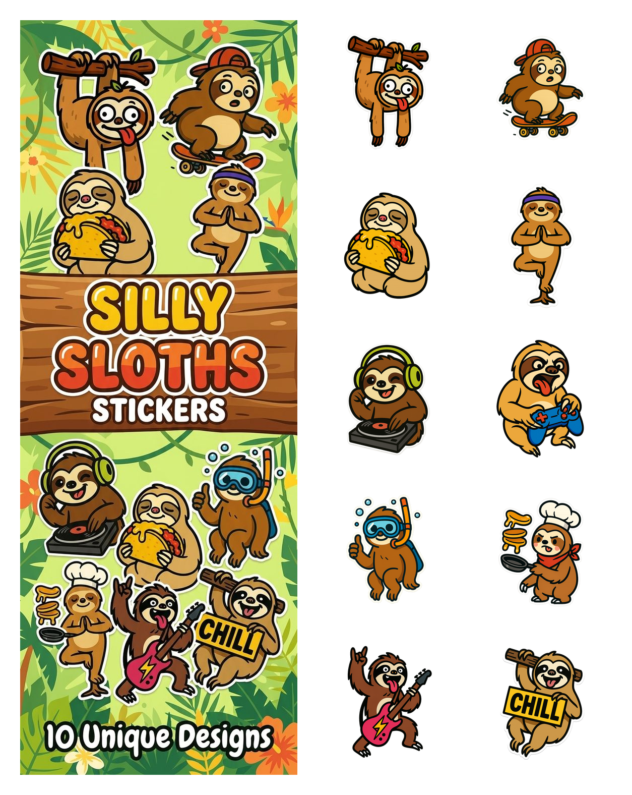Silly Sloths Stickers
