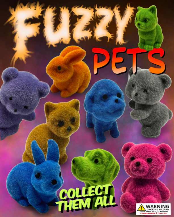 1" Fuzzy Pets in Toy Capsules