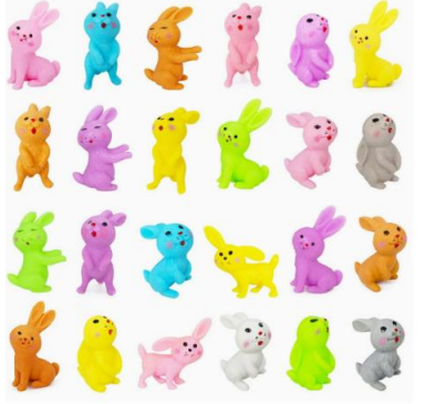 2" Assorted Solid Color Funny Rabbits