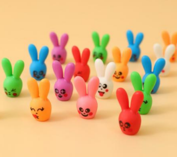 1" Colorful Rabbit Pencil Toppers