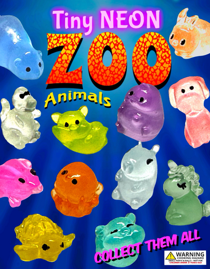1" Tiny Neon Zoo Animals in Toy Capsules