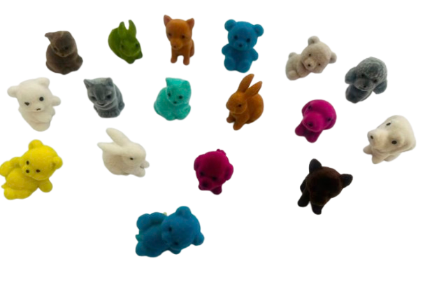 1" Colorful Flocked Animals