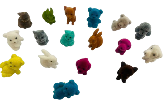 1" Colorful Flocked Animals