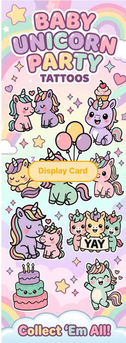 Display Card - Baby Unicorn Party Tattoos