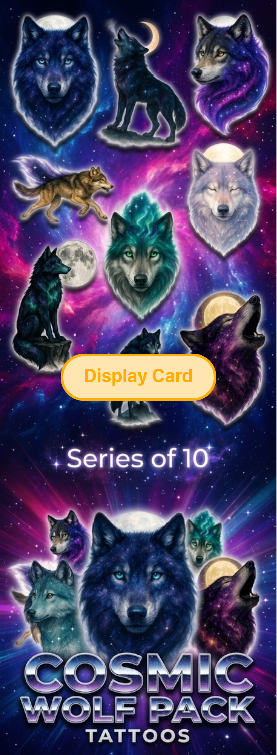 Display Card - Cosmic Wolf Pack Tattoos