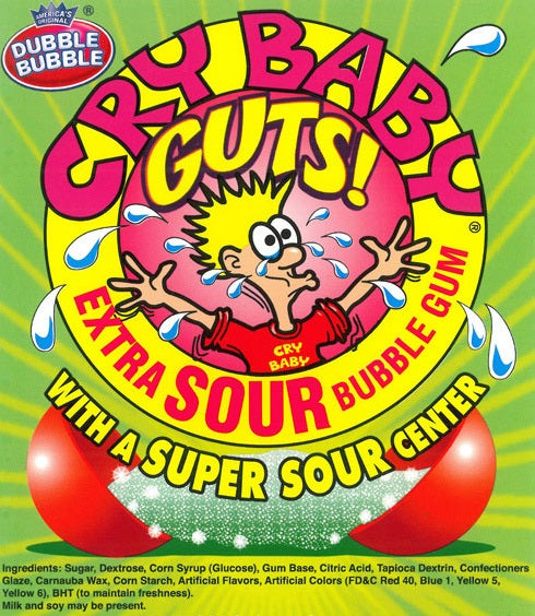 Dubble Bubble Cry Baby Guts 1" Sour-Filled Gumballs