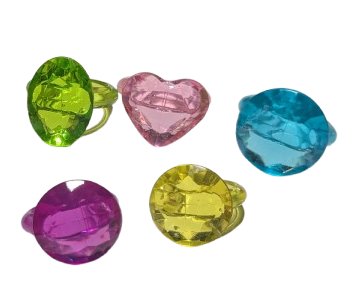 1" Bulk Colorful Clear Plastic Crystal Rings