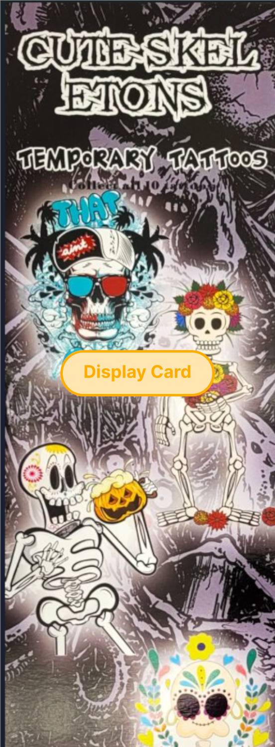 Display Card - Cute Skeleton Temporary Tattoos