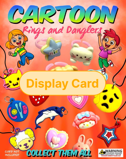 Display Card - 1" Cartoon Rings & Danglers