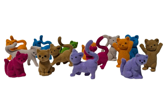 2" Colorful Flocked Resin Cats