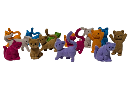 2" Colorful Flocked Resin Cats