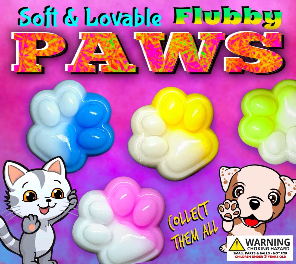 2" Flubby Paws in Toy Capsules