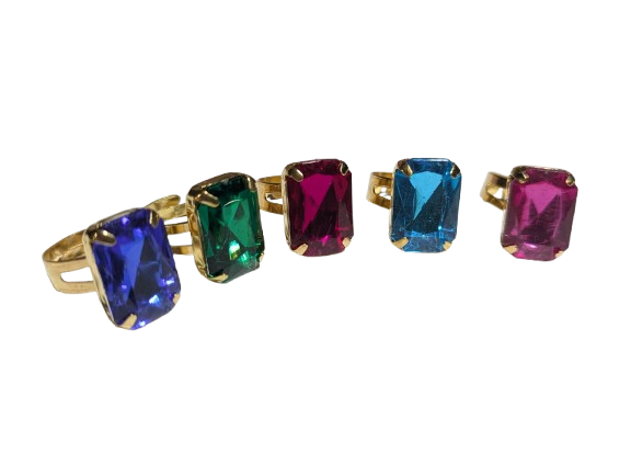 Colorful Radiant Gem Toy Rings - Assorted Styles