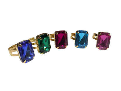Colorful Radiant Gem Toy Rings - Assorted Styles