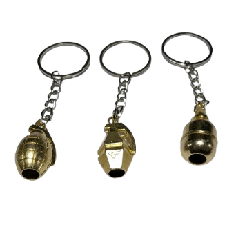 2" Mini Gold Metal Toy Grenade Keychain