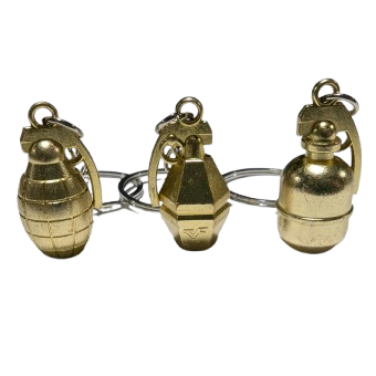 2" Mini Gold Metal Toy Grenade Keychain