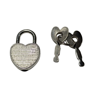Working Metal Heart Lock & Key For Diary
