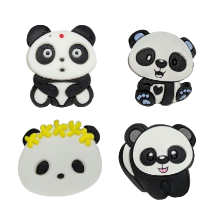1" Cute Rubber Panda Rings