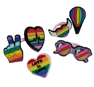 1" Colorful Rubber Rainbow Signet Rings