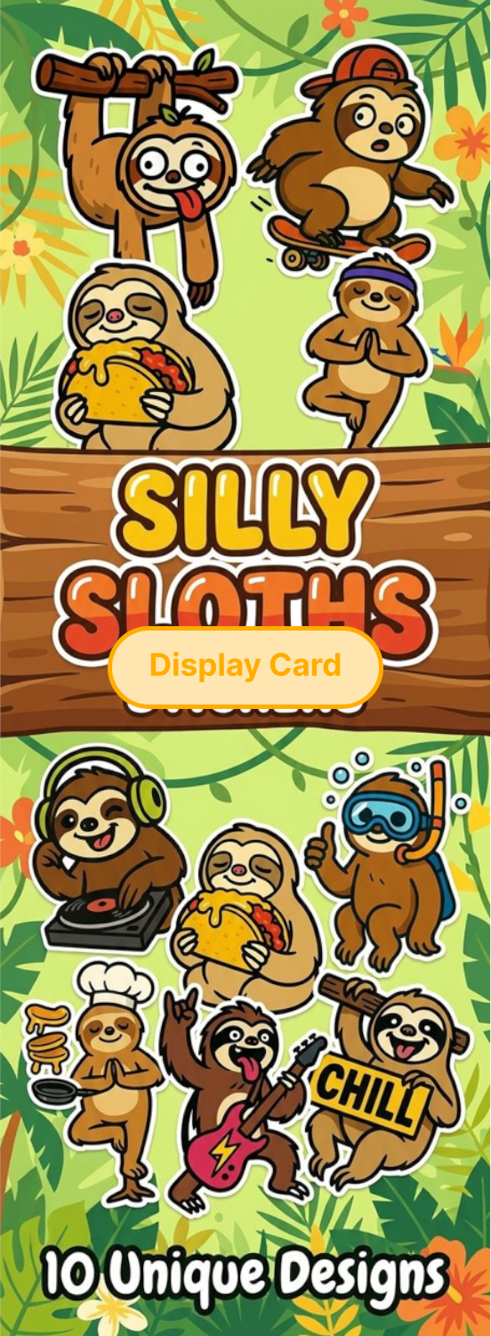 Display Card - Silly Sloths Stickers
