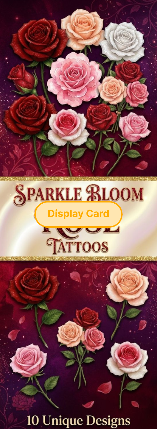 Display Card - Sparkle Bloom Rose Tattoos