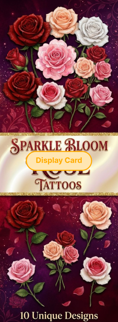 Display Card - Sparkle Bloom Rose Tattoos