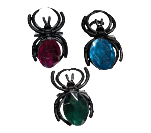 1" Plastic Spider Jewel Rings