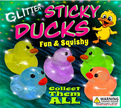 2" Glitter Sticky Ducks in Toy Capsules