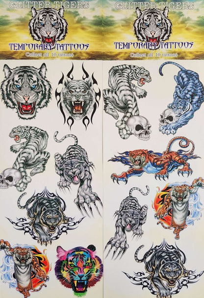 Glitter Tiger Temporary Tattoos