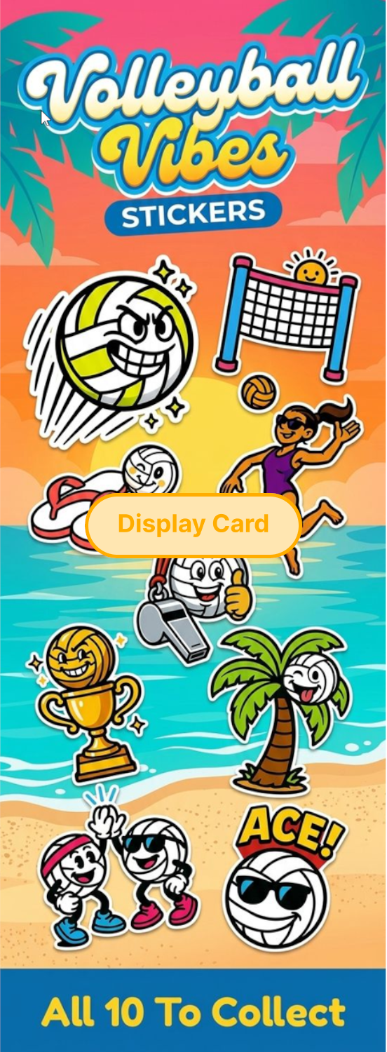 Display Card - Volleyball Vibes Stickers