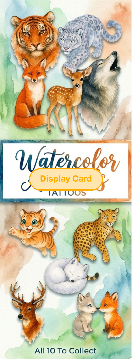 Display Card - Watercolor Animals Tattoos